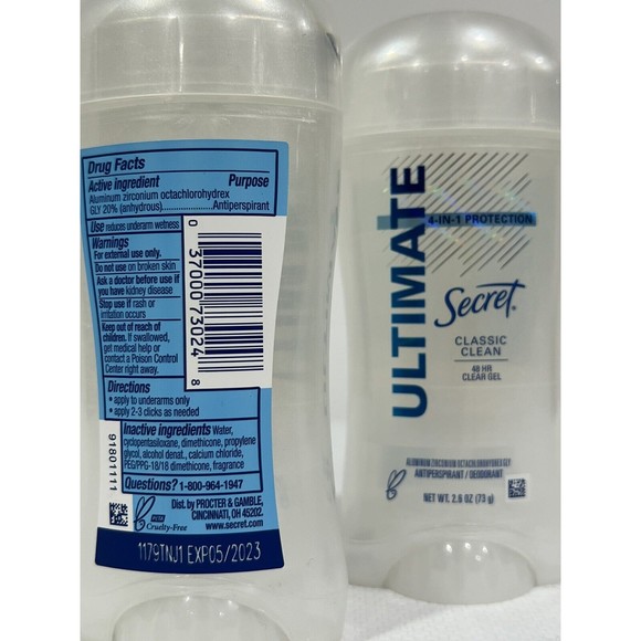 Secret Ultimate Protection Deodorant Classic Clean 2.6oz Clear gel 48hr - Picture 1 of 1